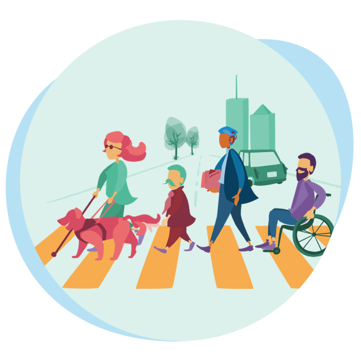 L'Accompagnateur-Des gens traversent la rue